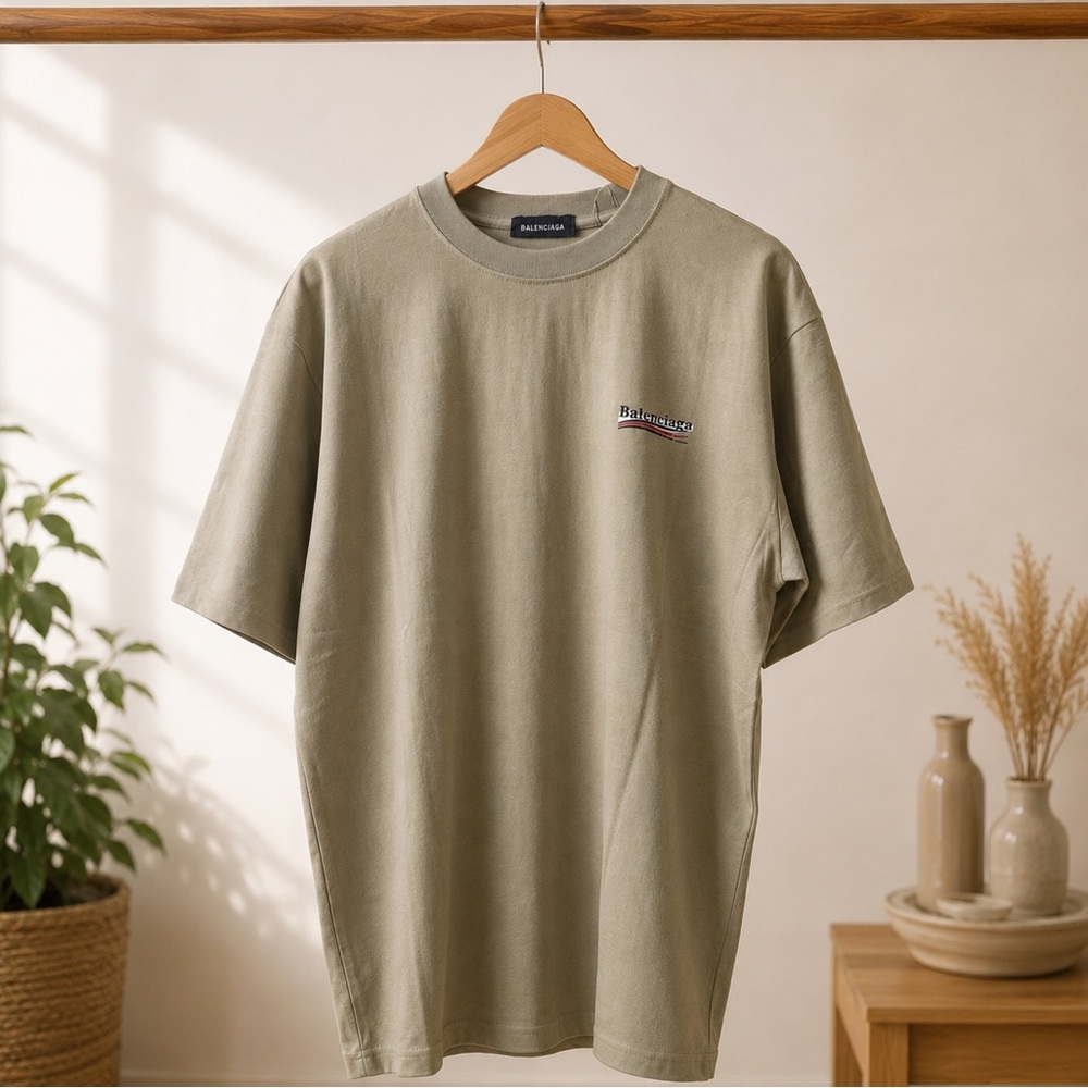 Balenciaga Olive Green Short-Sleeve Crewneck T-Shirt